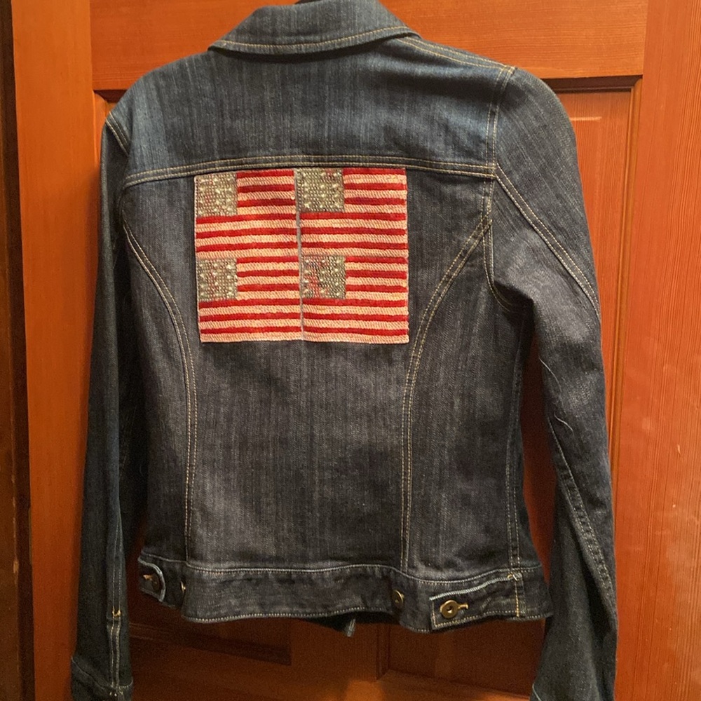 NWT denim patriotic jacket by INC International Concepts size Medium